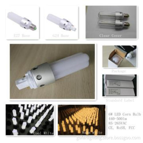 LED Corn Bulb Warm white 6W, 440-500lm, 360 degrees